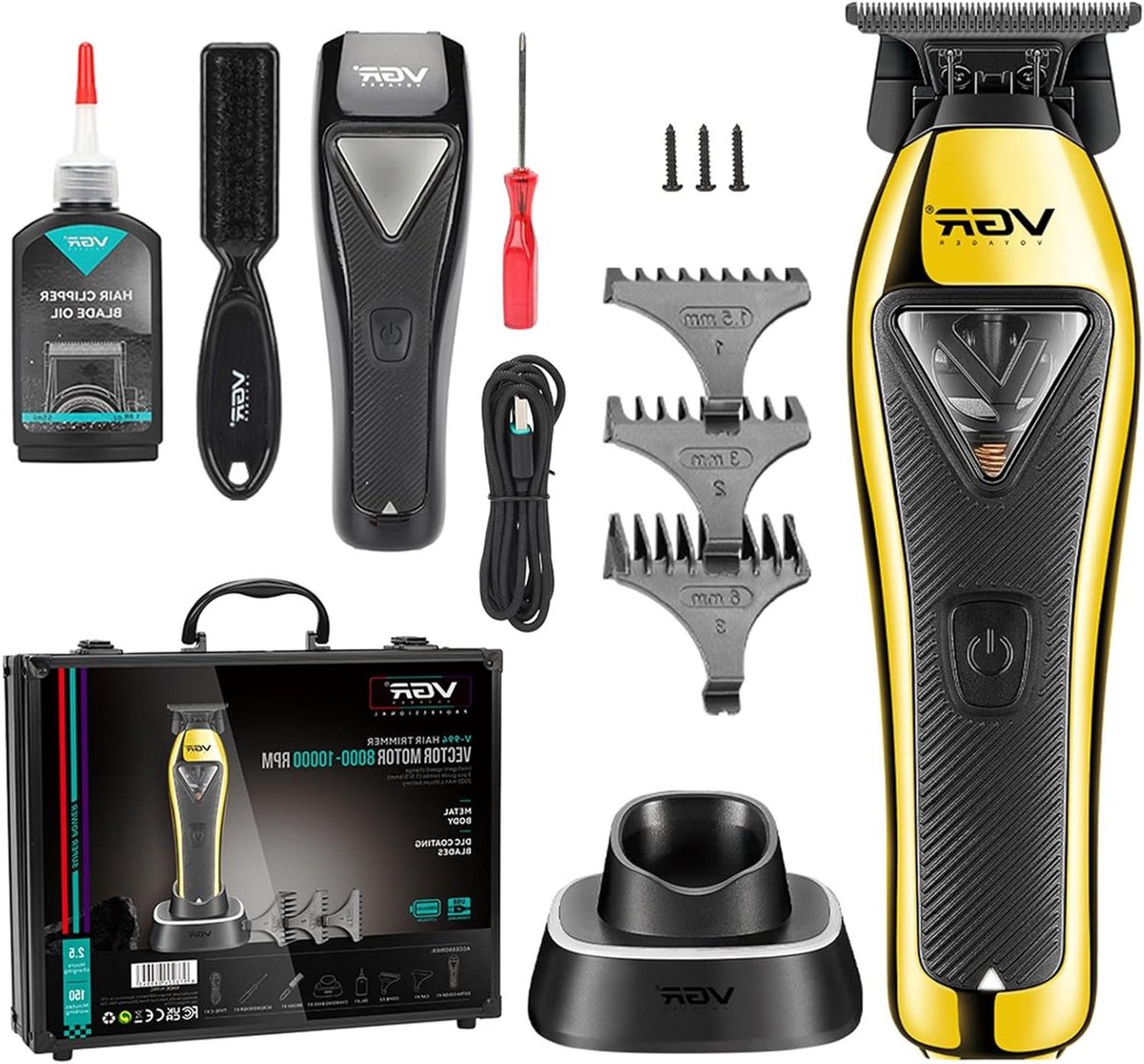 Haartrimmer Heren - Baardtrimmer Clipper - Professioneel Knippen - Krachtige Vector Motor - 15 cm - Zwart Goud