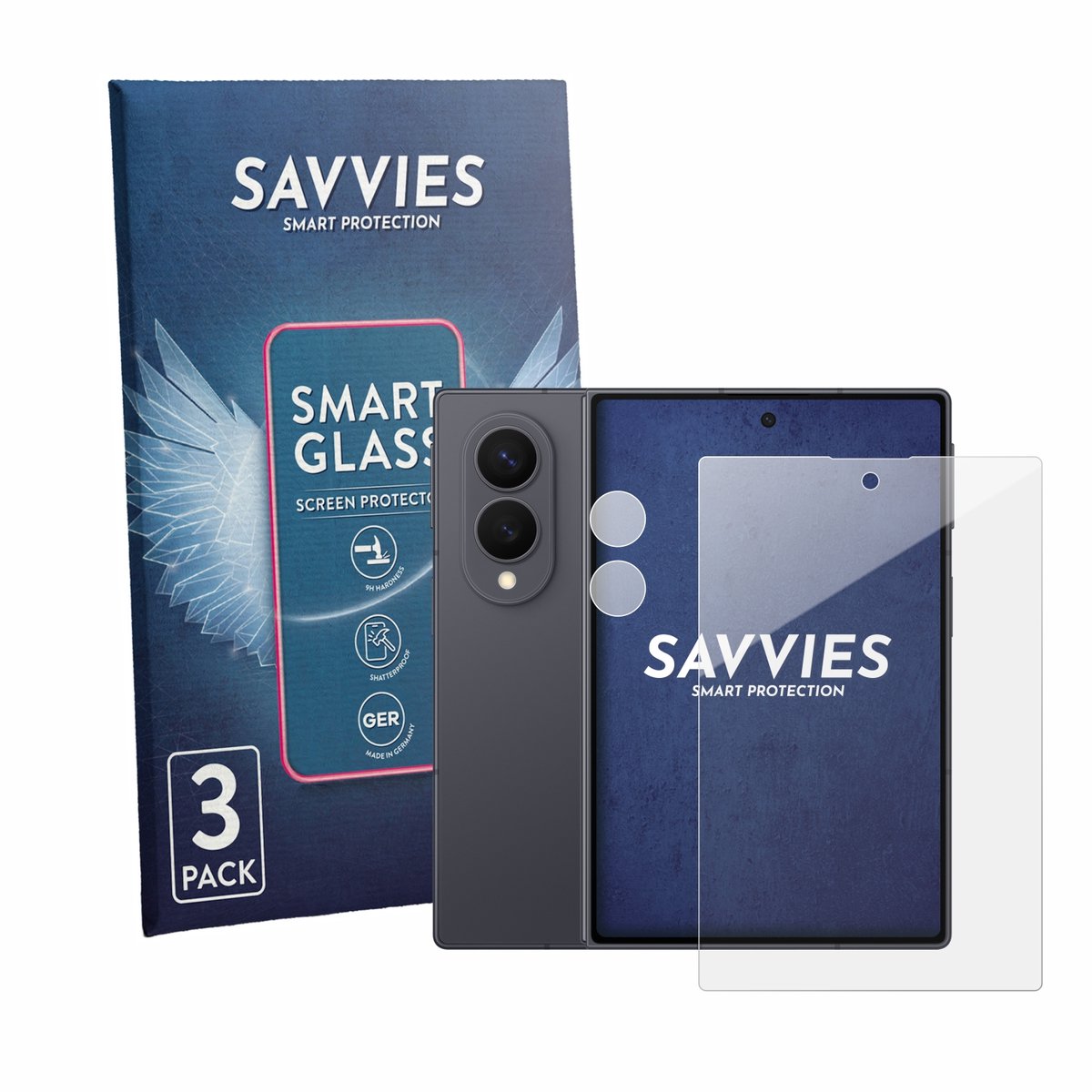 3 Stuks Savvies Screenprotector - geschikt voor Samsung Galaxy Z Fold 8 (Voor+Camera) - beschermfolie glas transparant