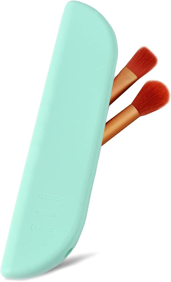 Thijox - Make-up Kwastenhouder 21 cm - Siliconen Penseelopslag - Draagbare Reis Make-up Set - Muntgroen voor Vrouwen en Meisjes - Perfect voor Thuis e