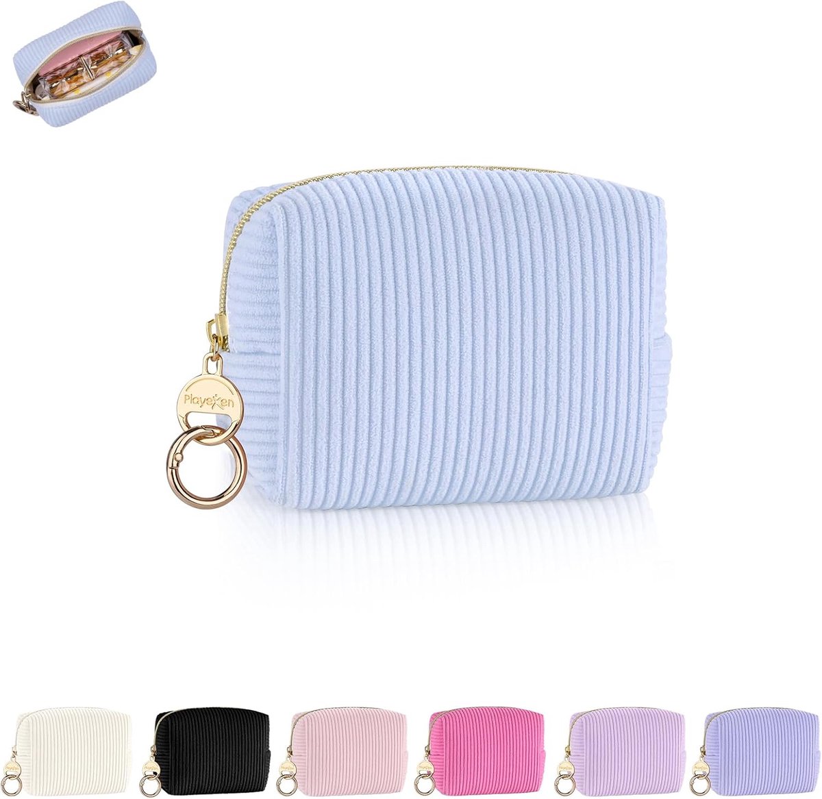 Corduroy toilettas voor dames - Make-up organizer met ritssluiting