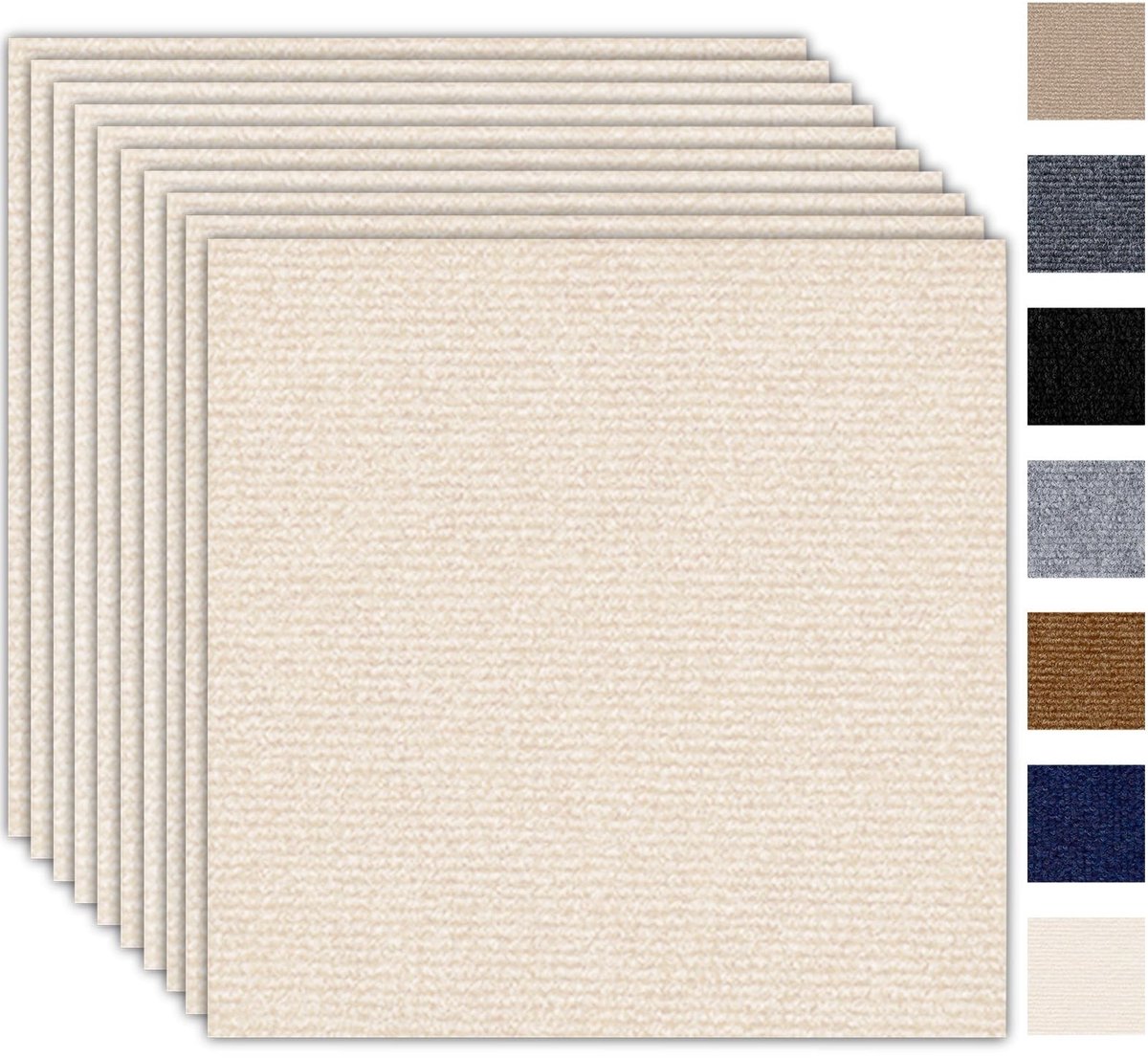 Inovra - Tapijttegels, zelfklevend, 30 x 30 cm, 0,9 m², tapijt met achterkant, duurzame vloermat voor woning, kantoor, handel, beige, 10 stuks