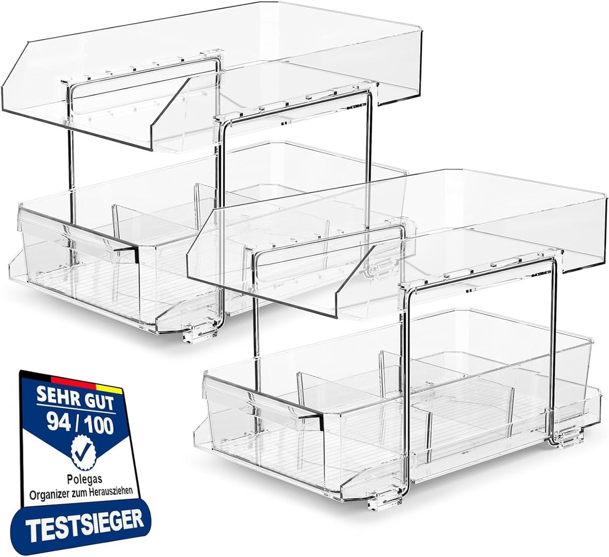 gootsteenkast organizer uitrekbaar - Keukenorganisator Set - Transparant Acryl - Uittrekbaar Ontwerp - Duurzaam en Stijlvol - Voor Keuken en Badkamer