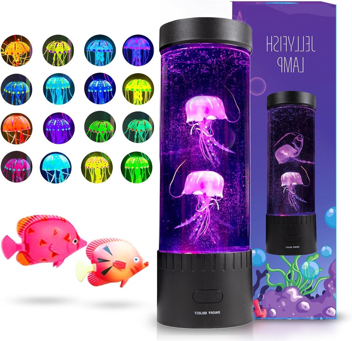 Sfeerlamp Kwallen - Aquarium Lamp - Decoratie Kamer - 16 Kleuren Veranderend - 32 cm - Zwart
