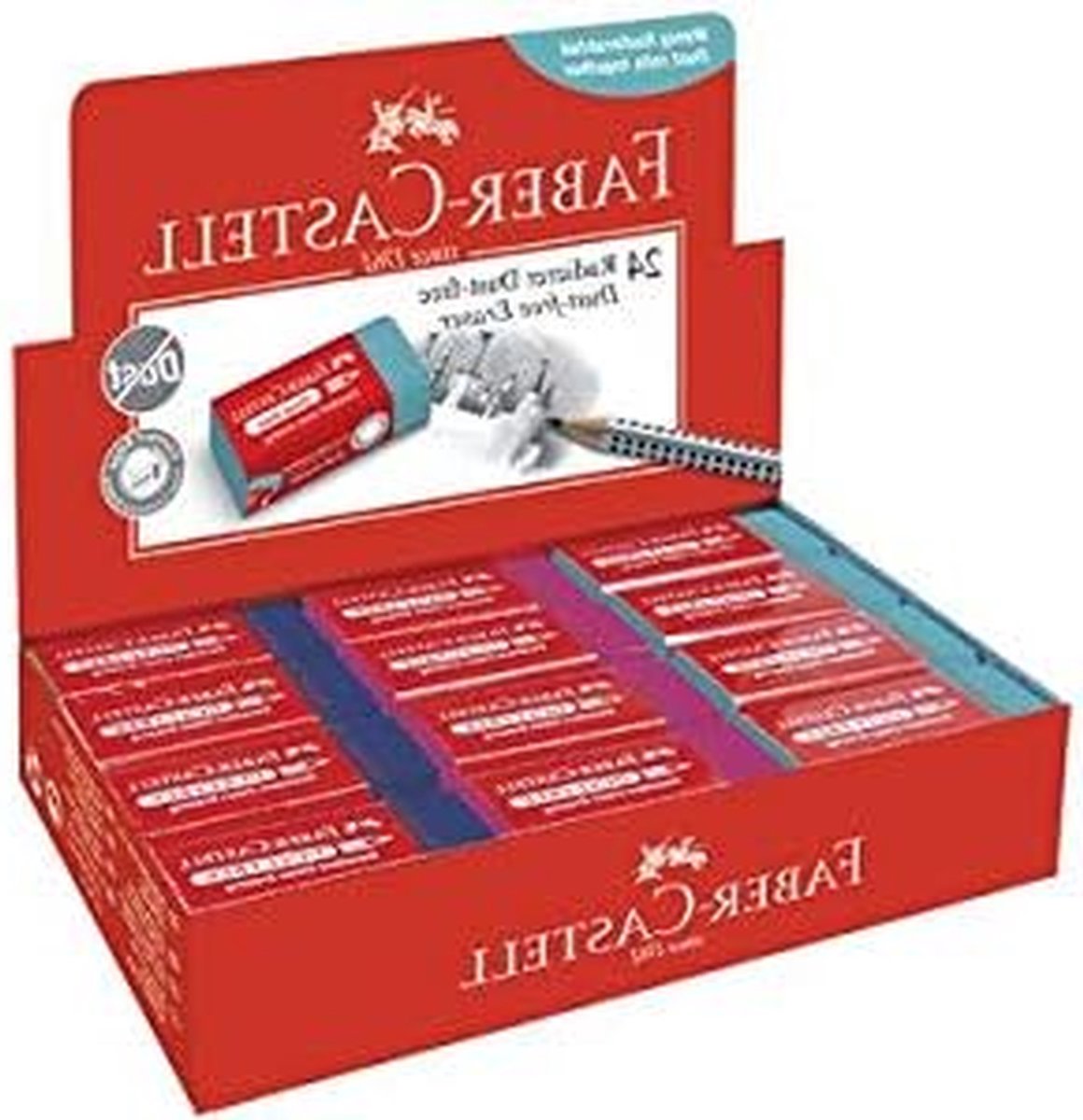 Stofvrije Gum - Potlood Gum - Fouten Corrigeren - Stofarm - 24 Stuks - Veelkleurig