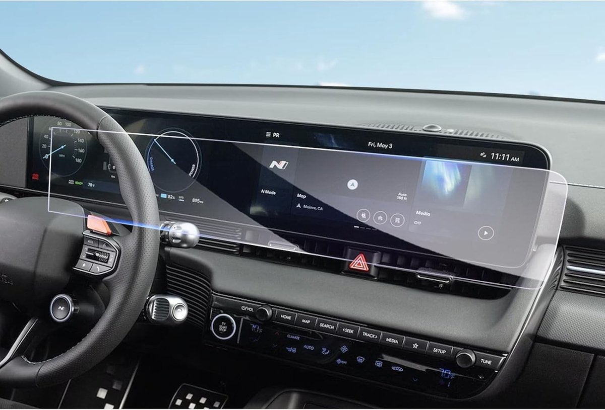 Beschermfolie voor Navigatiescherm van Hyundai Ioniq 5 Facelift 2025-2027, N Line, 9H Krasbestendig en Cockpit Screen Protector