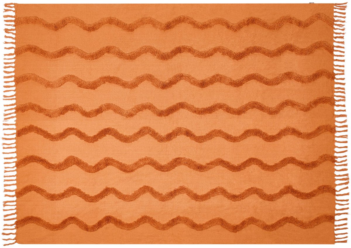KHARI - Plaid - Oranje - 150 x 200 cm - Katoen