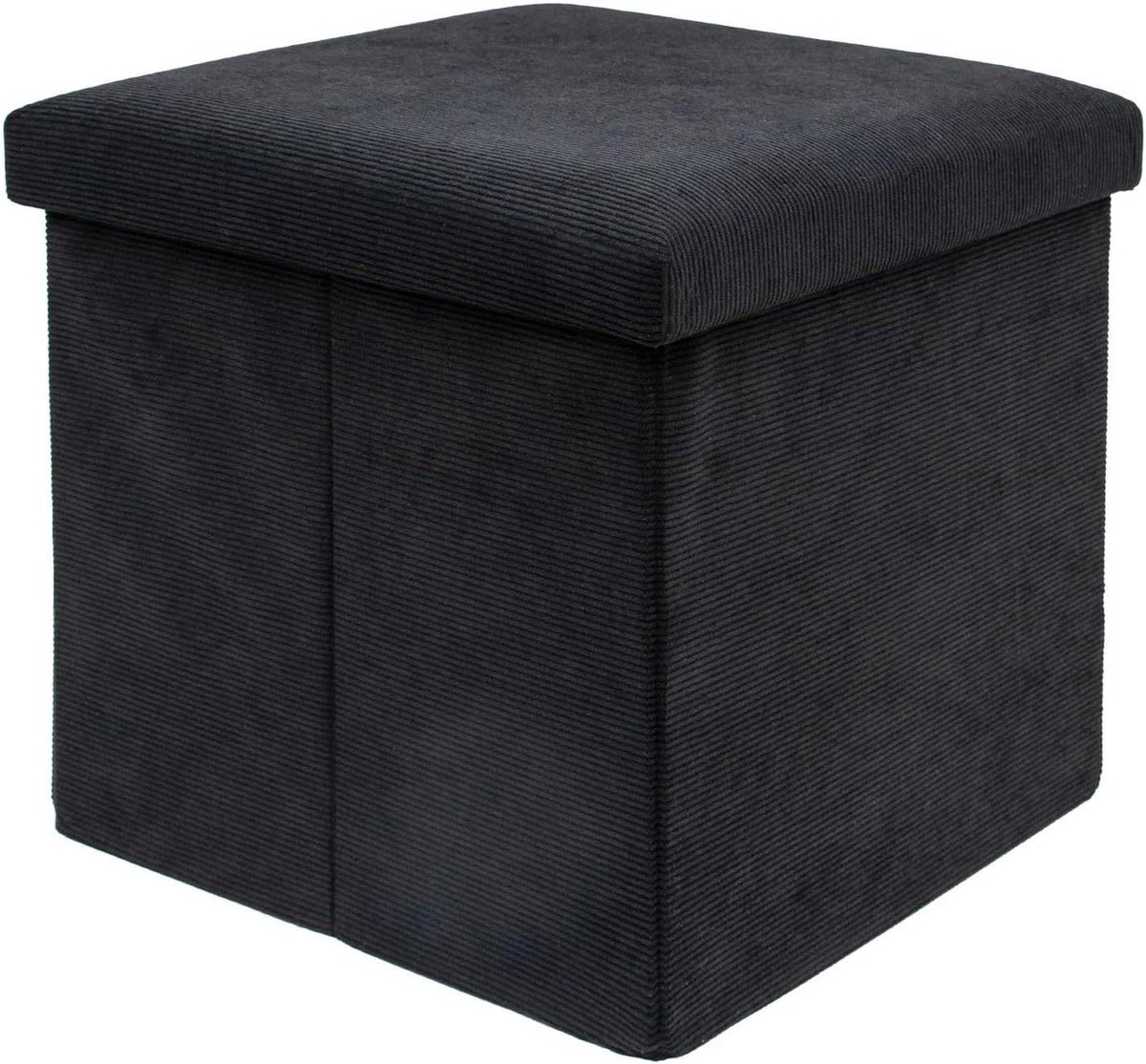 Opvouwbare kruk - Zitkubus opberger - Extra zitruimte - Met opbergruimte - 38 x 38 x 38 cm - Zwart