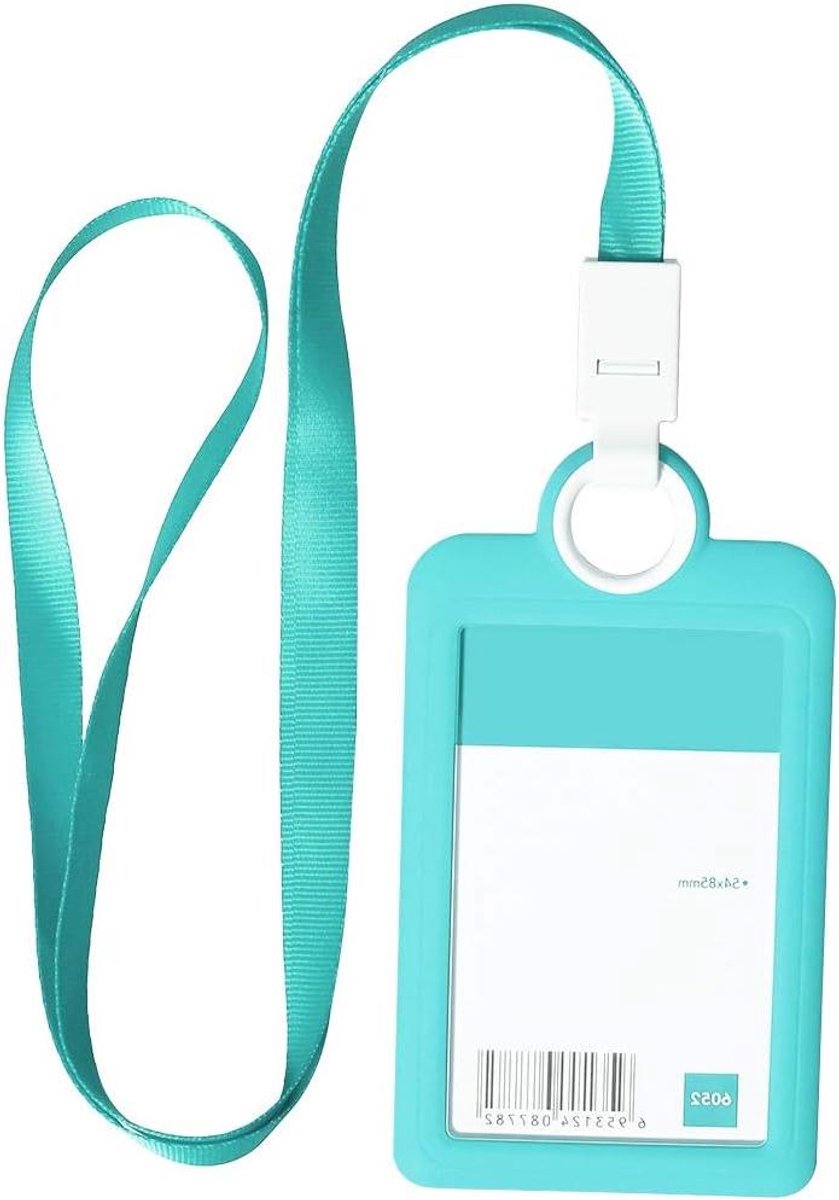 Badgehouder met Lanyard - Kaarthouder Verticaal - Identificatie Tonen - Milieuvriendelijk Siliconen - 69x122mm - Lichtblauw
