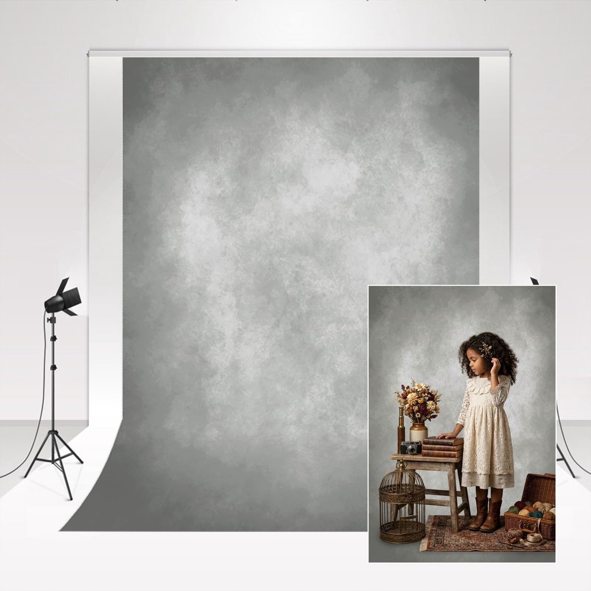 Dailygoods- Basisachtergrond Lichtgrijs 1.5x2.2m - Fotografie Achtergrond - Bruiloft Achtergrond - Minimalistisch Achtergrond - Babyfotografie - Huidvriendelijk Materiaal - Live Video Achtergrond - Fotografieachtergrond