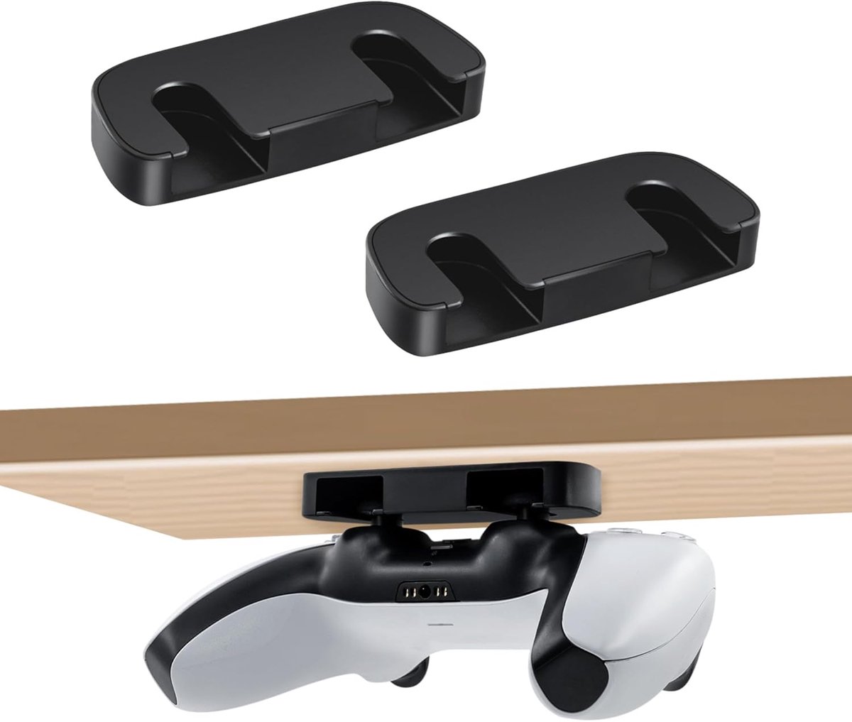 SnelShoppen - 2 Stuks Controller Houder voor PS5 en PS4, Onder Tafel Houder met Lijm voor PS4/PS5 Controllers, Ruimtebesparende Accessoire, Organiser