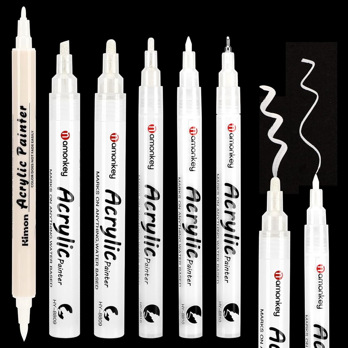 Set van 6 Witte Markers - Permanente Fine Line Markers - Dubbelzijdige Waterdichte Stofmarkers - ShopVlot