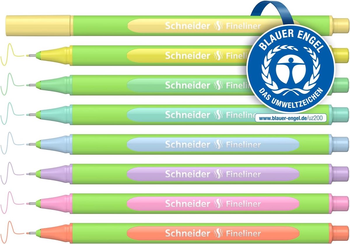 SnelShoppen - 8 Stuks Pastel Fineliners 0,4 mm - Biobased Kunststof - Milieuvriendelijk - Perfect voor School, Hobby, Kantoor en Creatieve Projecten