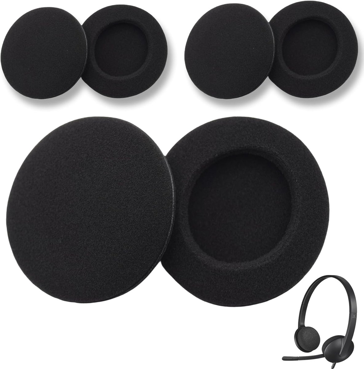 Oorkussens voor koptelefoon, diameter 50 mm, ergonomisch en comfortabel, 50 mm zwart schuim om te vervangen, duurzaam - ShopVlot