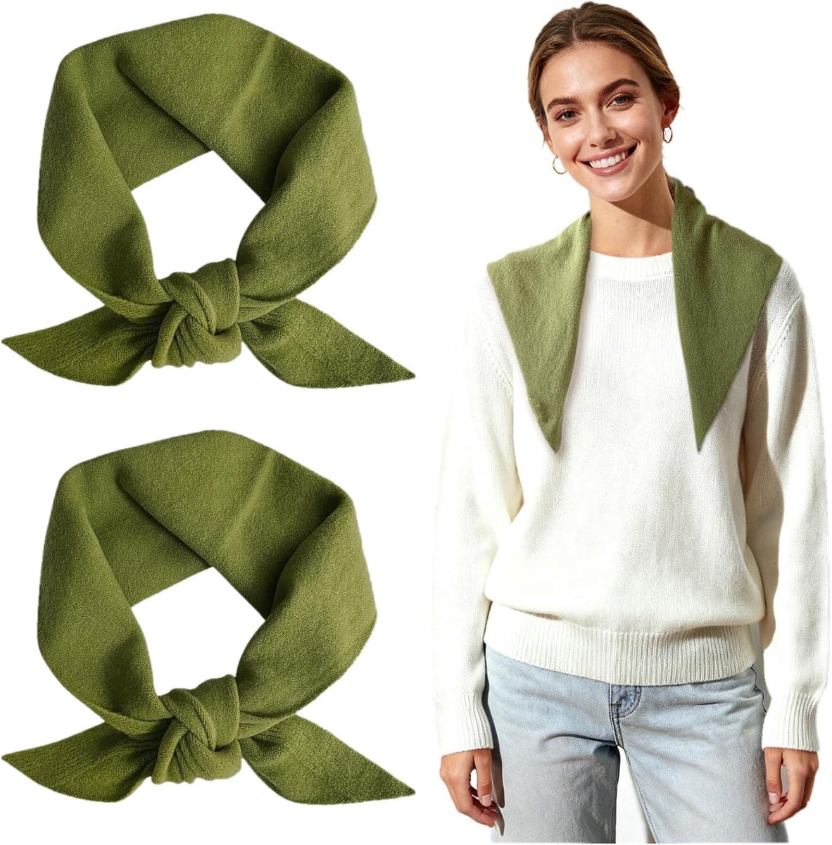 Dailygoods- Driehoekige Sjaal - Gebreide Sjaal - Nekwarmer - Hoofddoek Dames - Winter Sjaal - Cozy Y2K Stijl - 2 Stuks