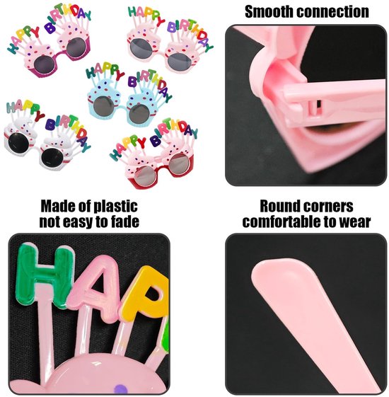 Store_9 - Verjaardagsbril - Grappige zonnebril - Feestdecoratieaccessoires - 5 stuks - Lichtgewicht en kleurrijk - Geschikt voor dames en heren - D... van store-9 — afbeelding 4