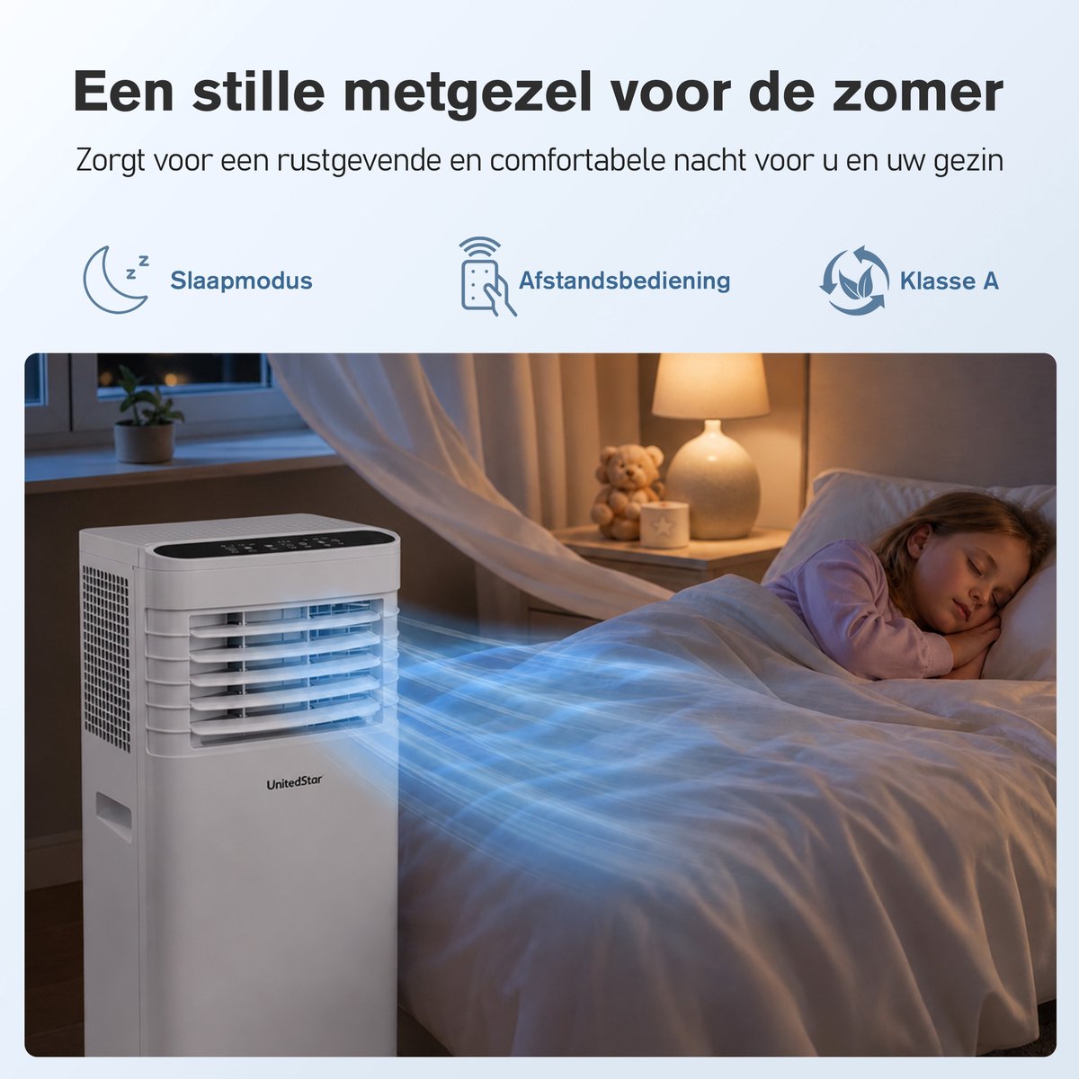 Draagbare Mobiele Airconditioner SKY-1A-7000 BTU-Snelle Koeling-Grote Luchtstroom-Geschikt voor 15-25 m²-3-in-1 Functie-Koelen-Ontvochtigen en Ventileren-Ideaal voor Warme Zomerdagen — afbeelding 7