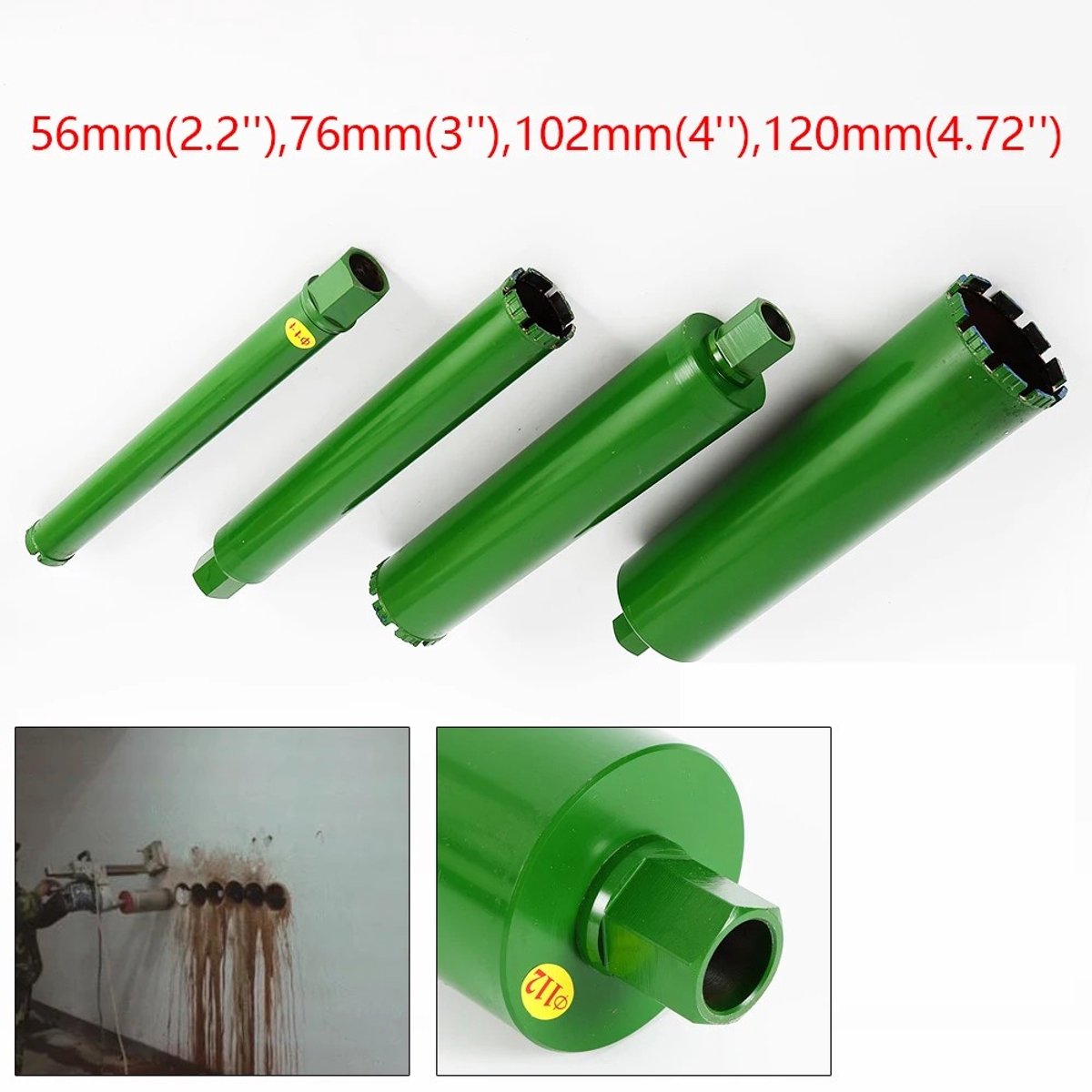 Inovra - Dailygoods 4 Stuks Kernboren 56 Mm/76 Mm/102 Mm/120 Mm Open Gat boren Droog/Nat Diamant Versterkte Beton Boren Tool M22