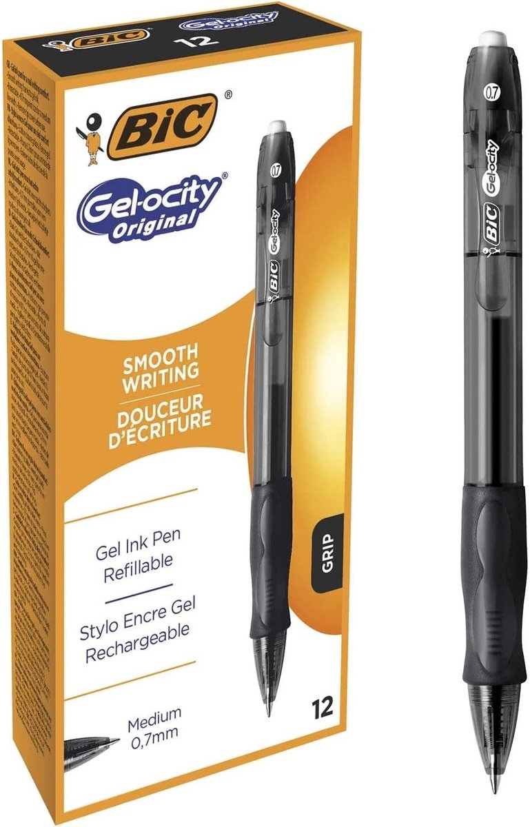 Thijox - Gel-ocity Rollerball Gelpennen Zwart - Medium Lijndikte - Navulbare Gelpennen - 12 Stuks - Perfect voor School, Werk en Creatieve Projecten