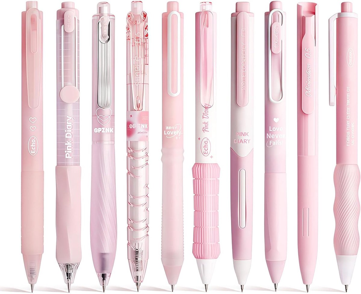 SnelShoppen - 10er Set Pastel Gele Inktpennen, 0.5mm Fijne Penseelpennen, Zachte Macaron Kleurenset voor Schrijven, Journalen, School en Kantoor