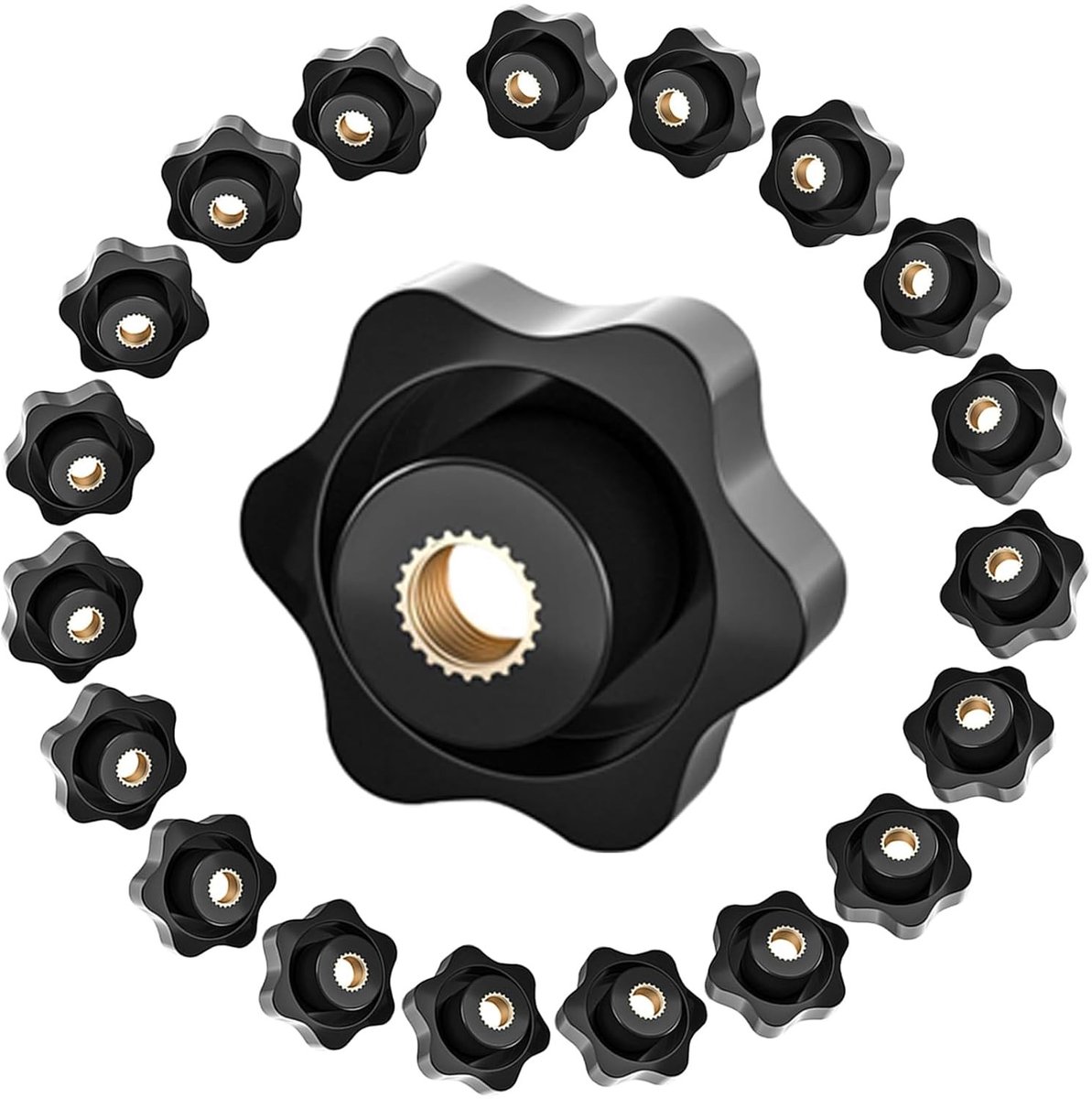 Gripmoeren met Vrouwelijke Draad M8 × 32 mm, 20 Stuks, Zwarte Kunststof, Sterkop Klemknop, Knurled Moeren voor Mechanische en Industriële Toepassingen