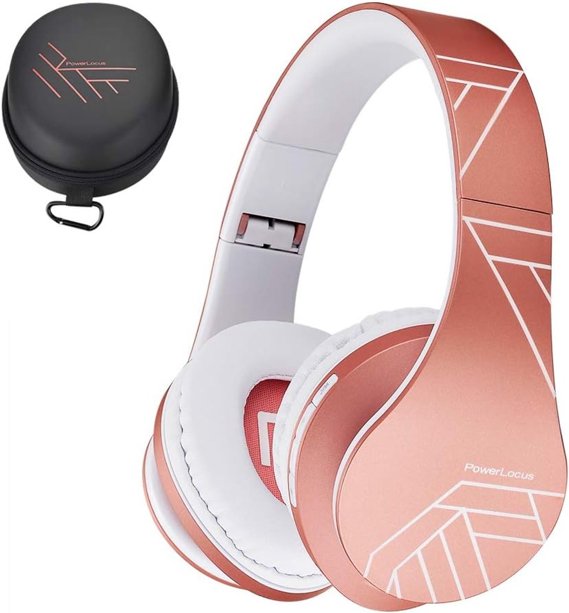 Thijox - Bluetooth Koptelefoons Draadloos Over-Ear Inklapbaar met Microfoon, Micro SD Slot, FM Radio, 15 uur Muziekafspeeltijd, Rose Gold voor Smartph
