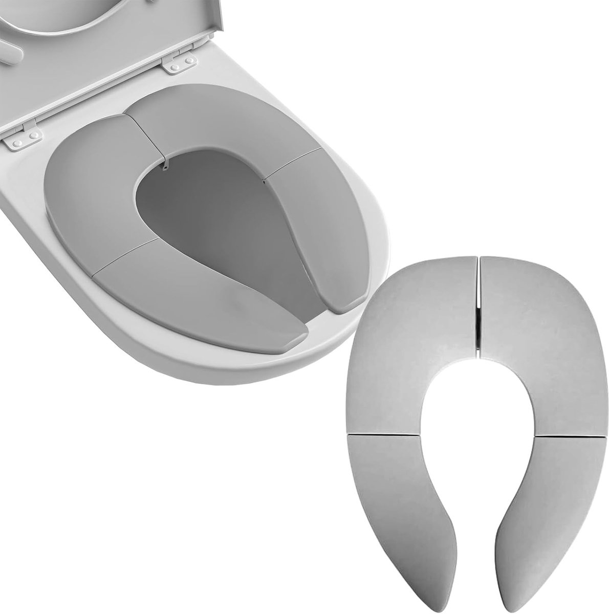 Vouwbare Reis Toiletbril met Draagtas, 4 Antislip Siliconen Pads, Geschikt voor Rond en Ovaal Toilet, Ideaal voor Peuters en Zindelijkheidstraining