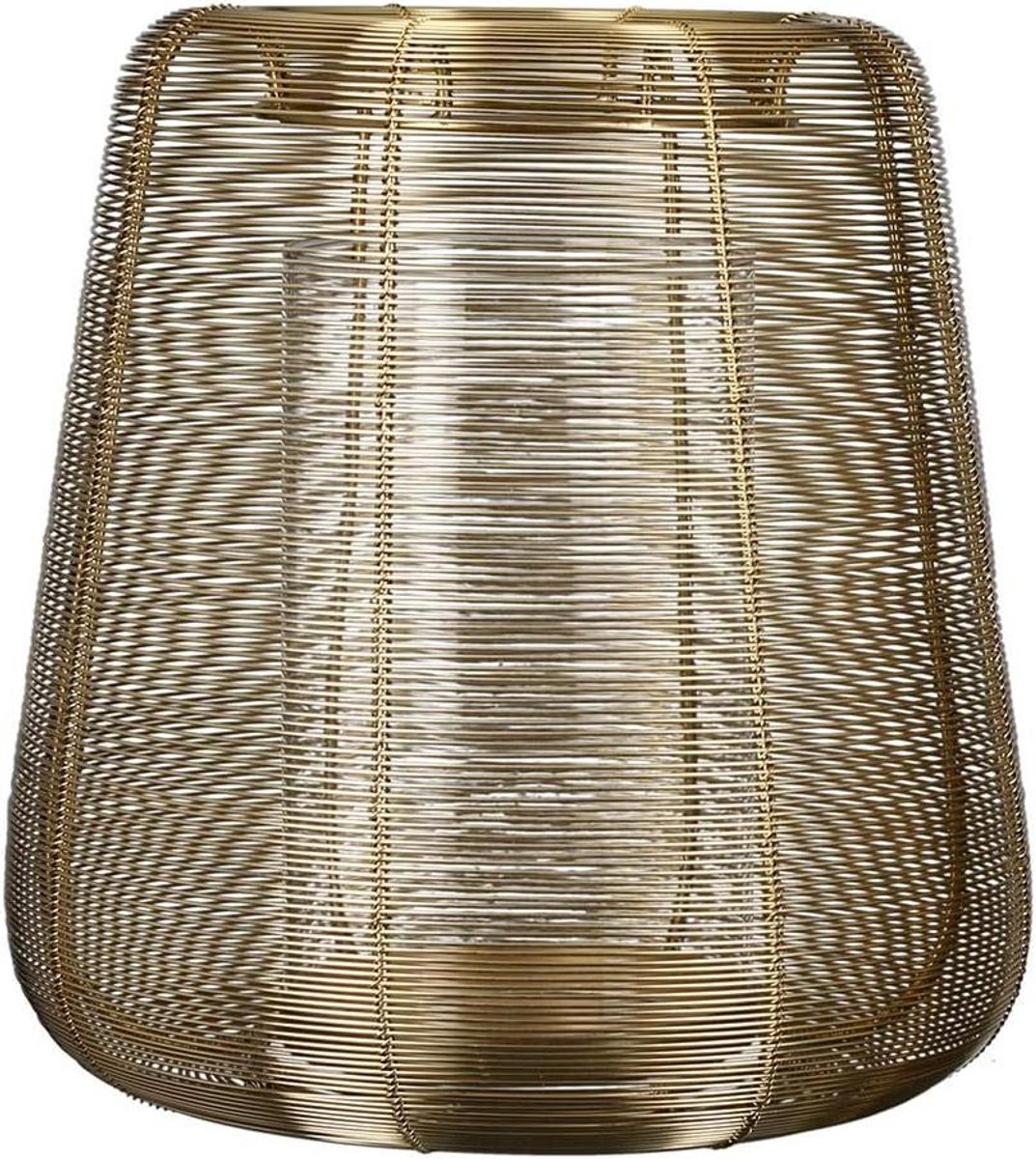 Windlicht Lucero - Lantaarn Goud - Sfeer Creëren - Gevlochten Metaal - H 29cm - Goudkleurig
