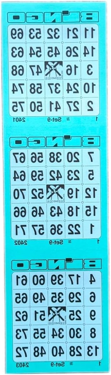 Bingotickets - Kaartjes blok - Bingo avonden - Praktische perforatie - 300 tickets - Turkoois
