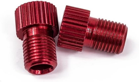 Fietspomp Adapter - Ventiel Verloopstuk - Banden Oppompen - Messing Met Afdichting - 2 Stuks - Rood — afbeelding 2