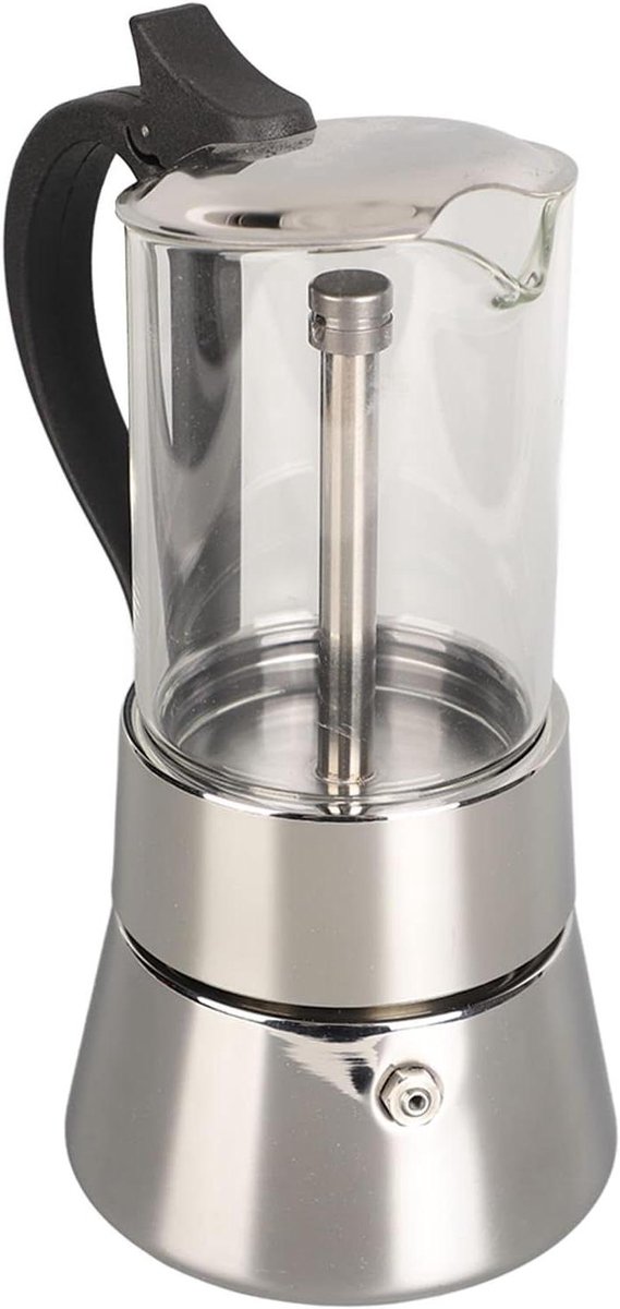 Koffiezetapparaat - Espresso Maker - Italiaanse Koffie Zetten - Glazen Bovenkant - 4 Kopjes - Roestvrij Staal