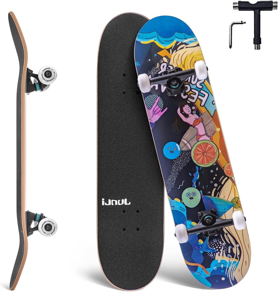 Skateboard Trickboard Outdoor cruisen 7-laags esdoorn dek 32 inch Cartoon patroon