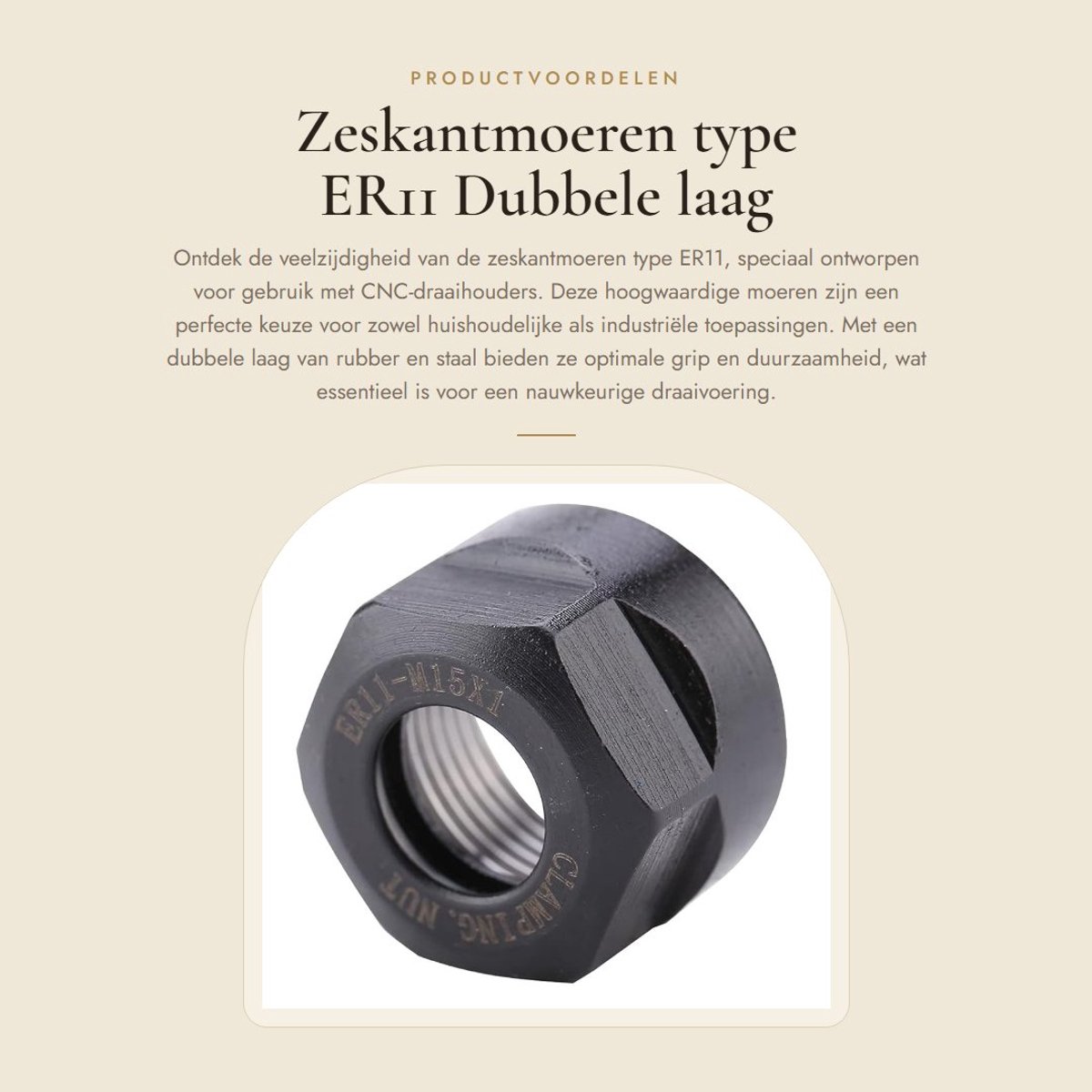 Inovra- Zeskantmoeren Dubbele Laag Rubber/Staal - CNC-Draaihouder - Draaivoering - Hoogwaardig - Duurzaam - Professionele Kwaliteit - Spanmoer