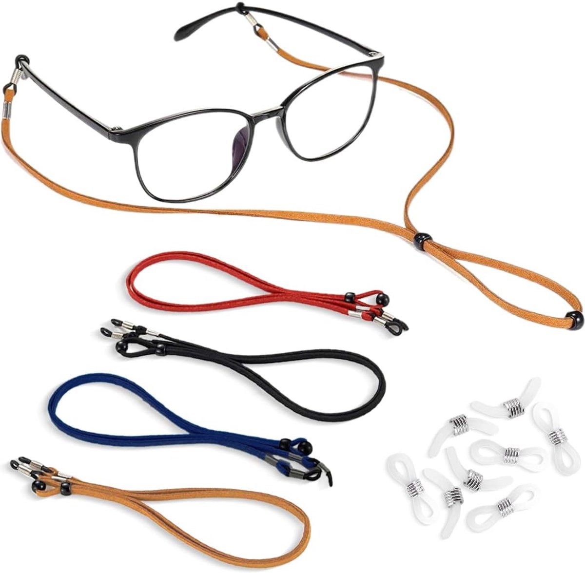 Thijox - 4 Stuks Verstelbaar Brillenkoord voor Mannen en Vrouwen - Universele Brilketting, Brillenband, Koord - Ideaal voor Feest, Camping & Dagelijks