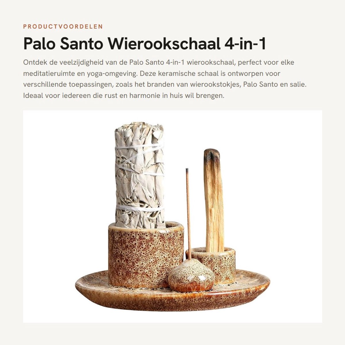 Dailygoods- Wierookschaal 4-in-1 multifunctioneel - Wierookbrander - Keramische Rookschaal - Asvanger - Dienblad - Geschikt voor meditatieruimte