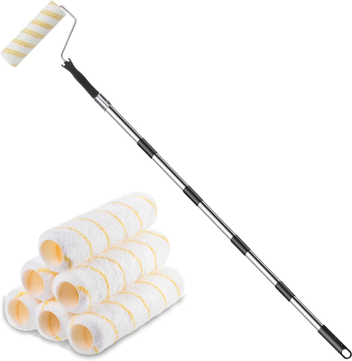 SnelShoppen - Verfroller met Verlengbare Afneembare Pol, Lange Huishoudelijke Wandverf Tool, Wand- en Plafond Muurkwast (Verfroller Kits)