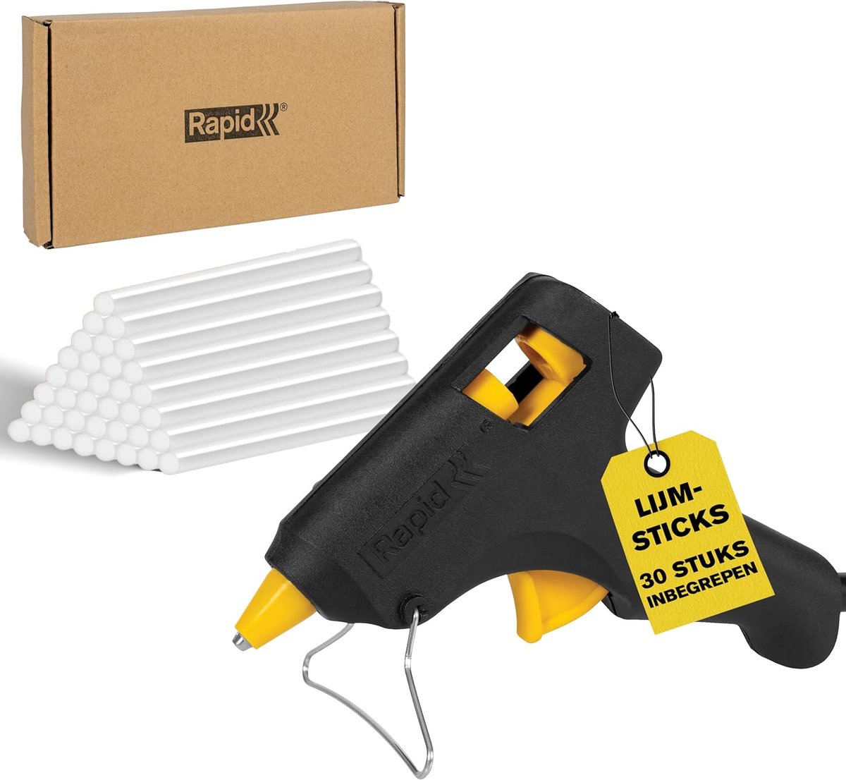 SnelShoppen - Rapid Hobby Lijmpistool met 30 Universele Lijmpisten, 7 mm Lijmpistool voor Doe-Het-Zelf, Reparaties en Knutselen met 100 g Kleefvermoge