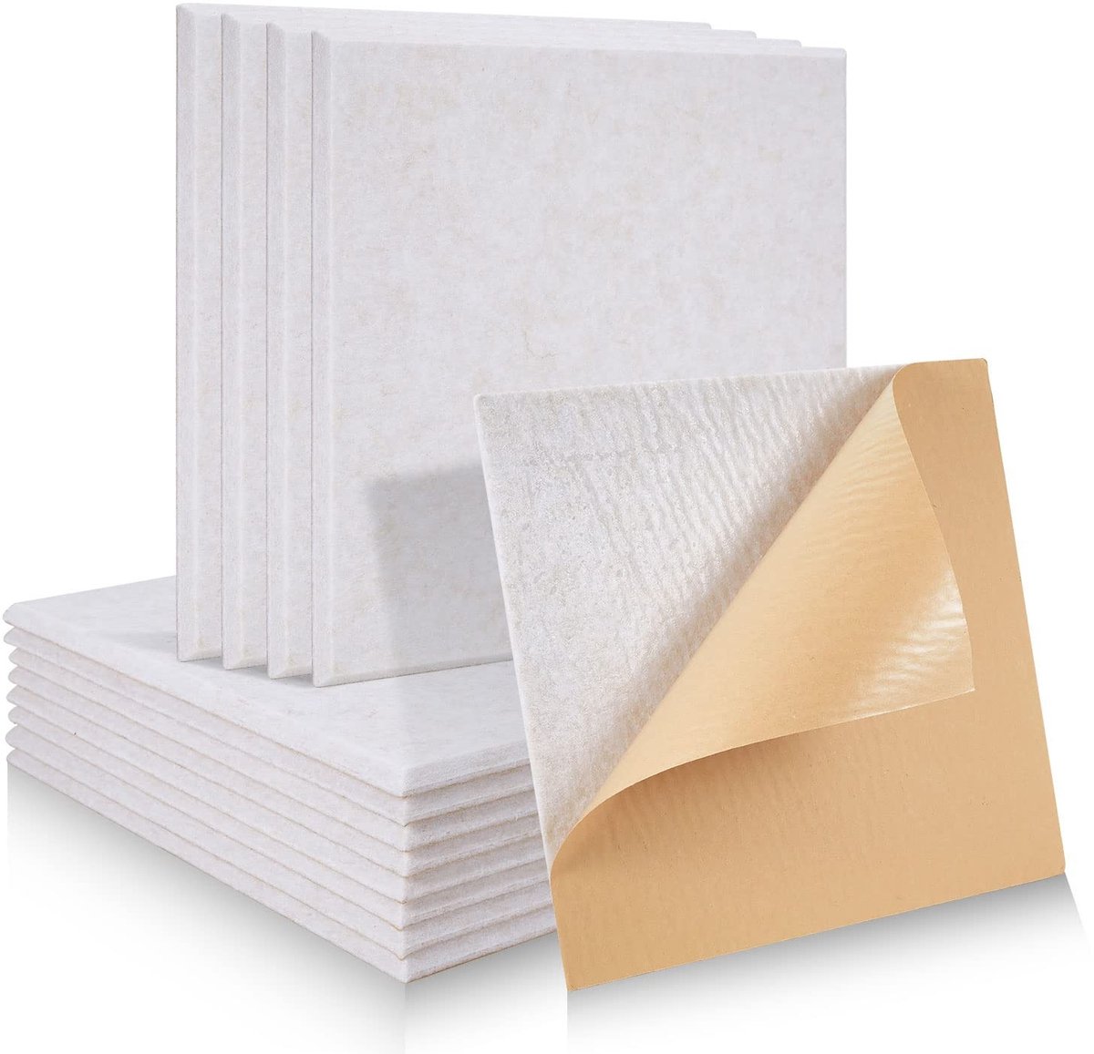 Dailygoods- Akoestisch Paneel Zelfklevend - Geluidsabsorberende Geluidsisolatie - 12 Stuks - 30 x 30 x 0,9 cm - Hoge Dichtheid - Licht Camel