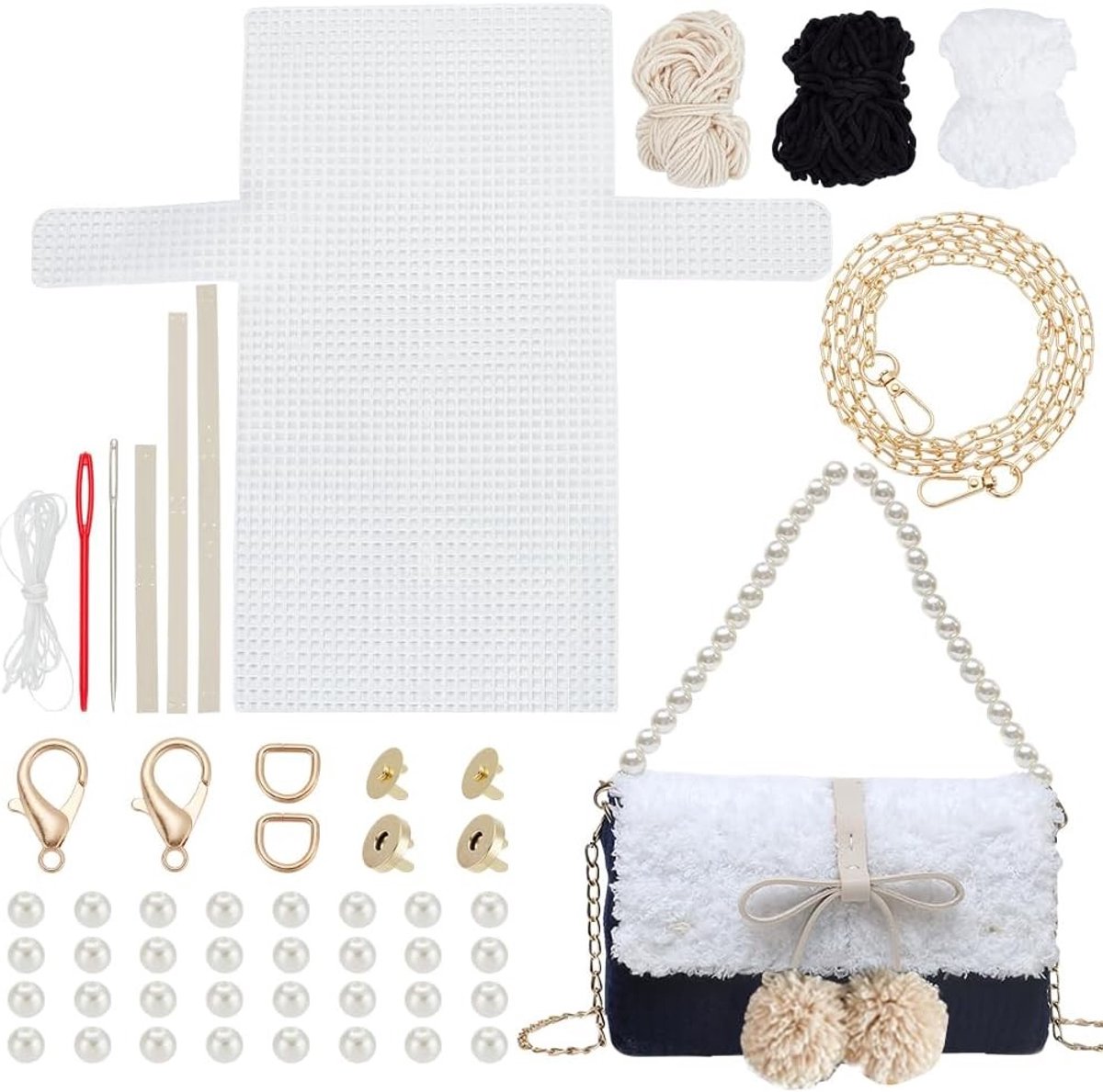 DIY Haak- en Brei Kit voor Handtassen, Mesh Plastic Canvas voor Schoudertassen en Crossbody Bags, Handgemaakte Portemonnee en Borduurprojecten