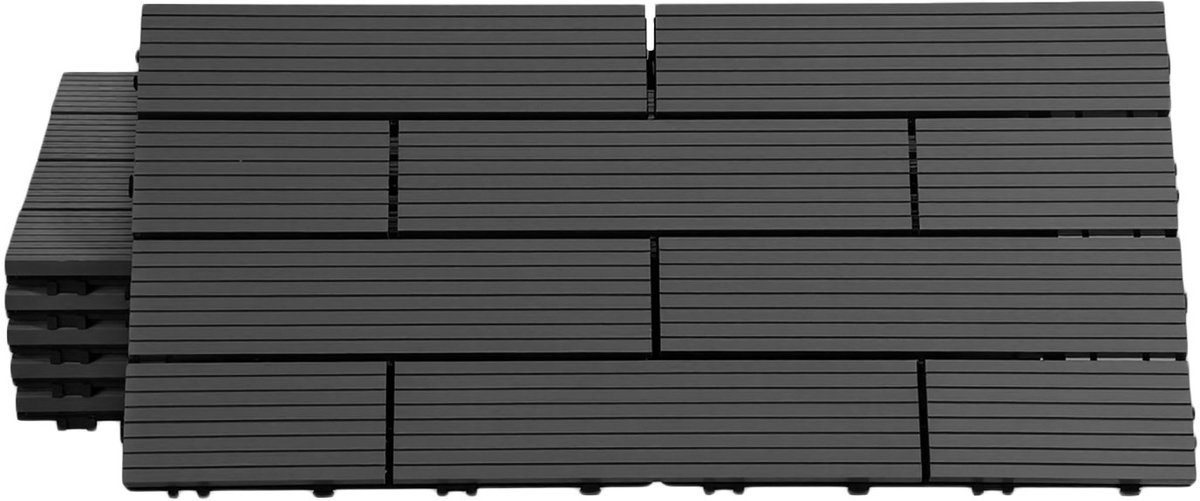 WPC Vlondertegels 30x60 cm - Antraciet - 6 stuks/1 m² - Waterbestendige Tuintegels