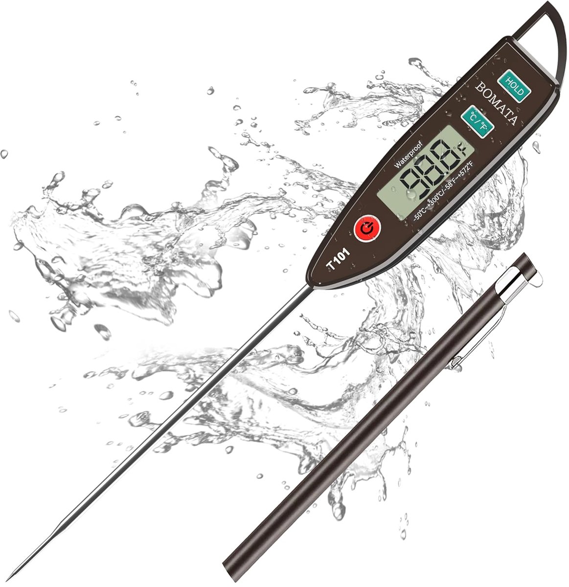 SnelShoppen - Waterdichte thermometer IPX7 voor vloeistoffen, kaarsen, keuken en BBQ - T101 zwart