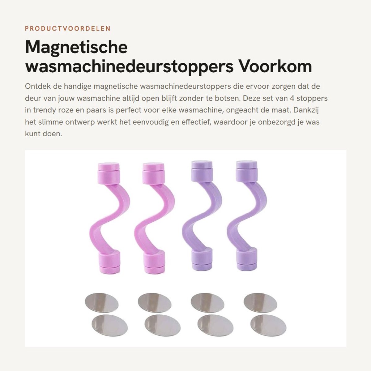 Dailygoods- Wasmachinedeurstoppers - Magnetische Deurbuffer - Deurvastzetter - Kunststof - Pakket van 4 - 10x2cm - Deurstopper