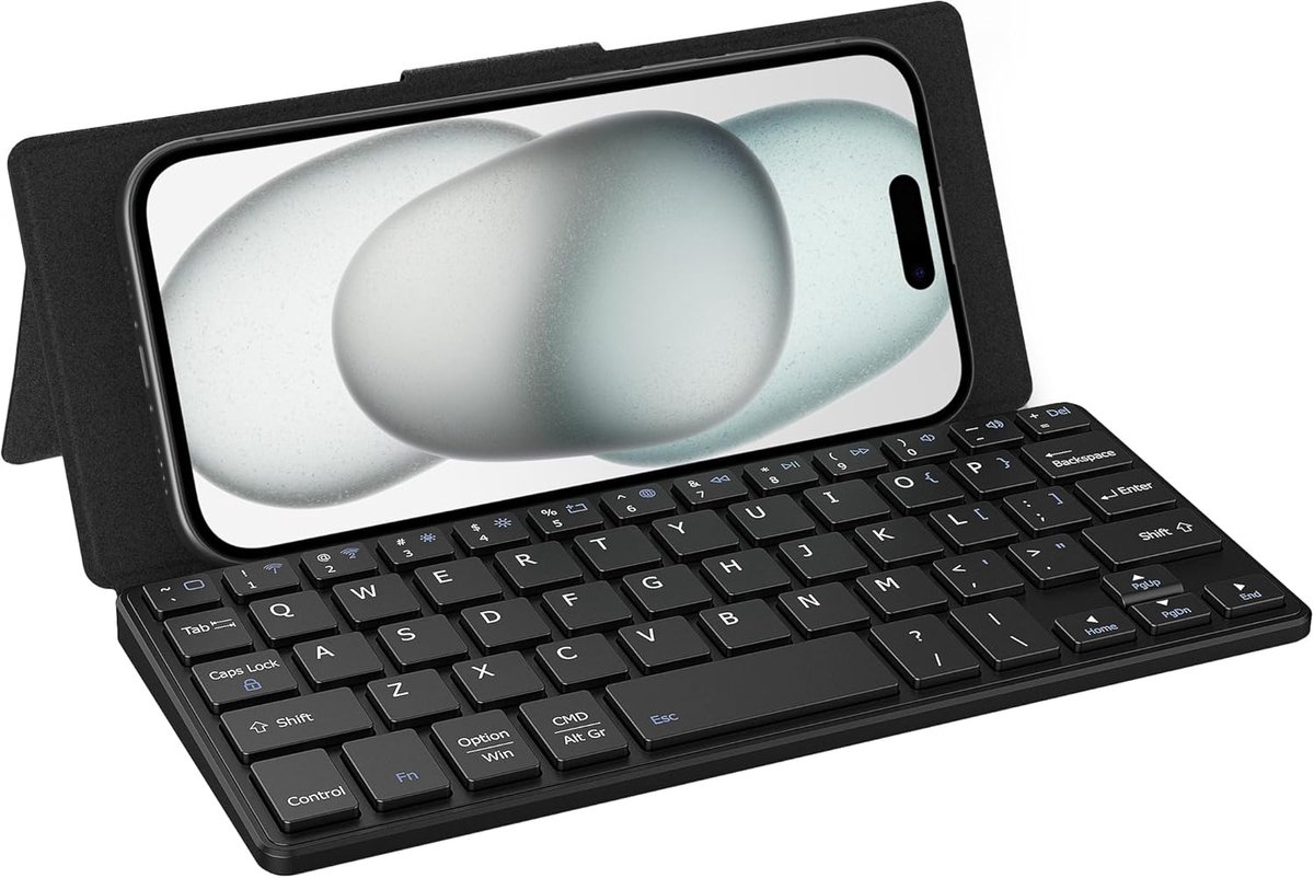 Thijox - Ultradun Draagbaar Bluetooth Toetsenbord Met Standaard - Opvouwbaar Dual-Channel Toetsenbord Voor Smartphone, Tablet, Laptop, iOS, Android, W