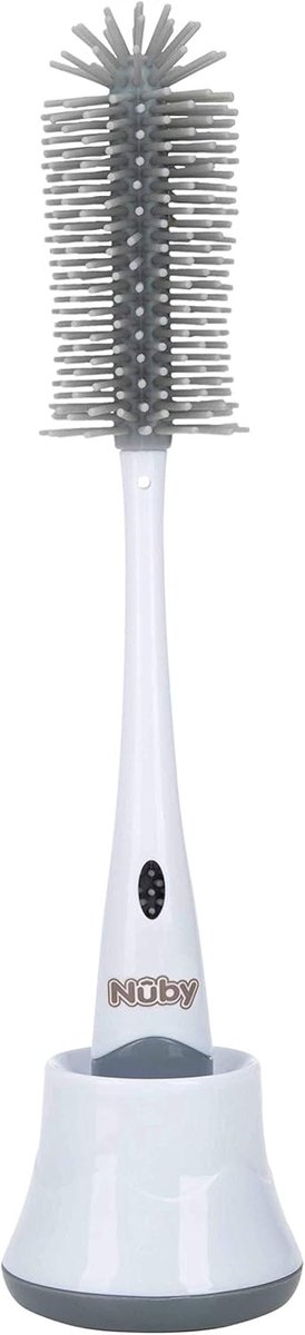 Thijox - Silicone Flessenborstel 2-in-1 voor Babyflessen en Drinkbekers - Inclusief Speenborsteltje - Hygiënische Standaard - Wit
