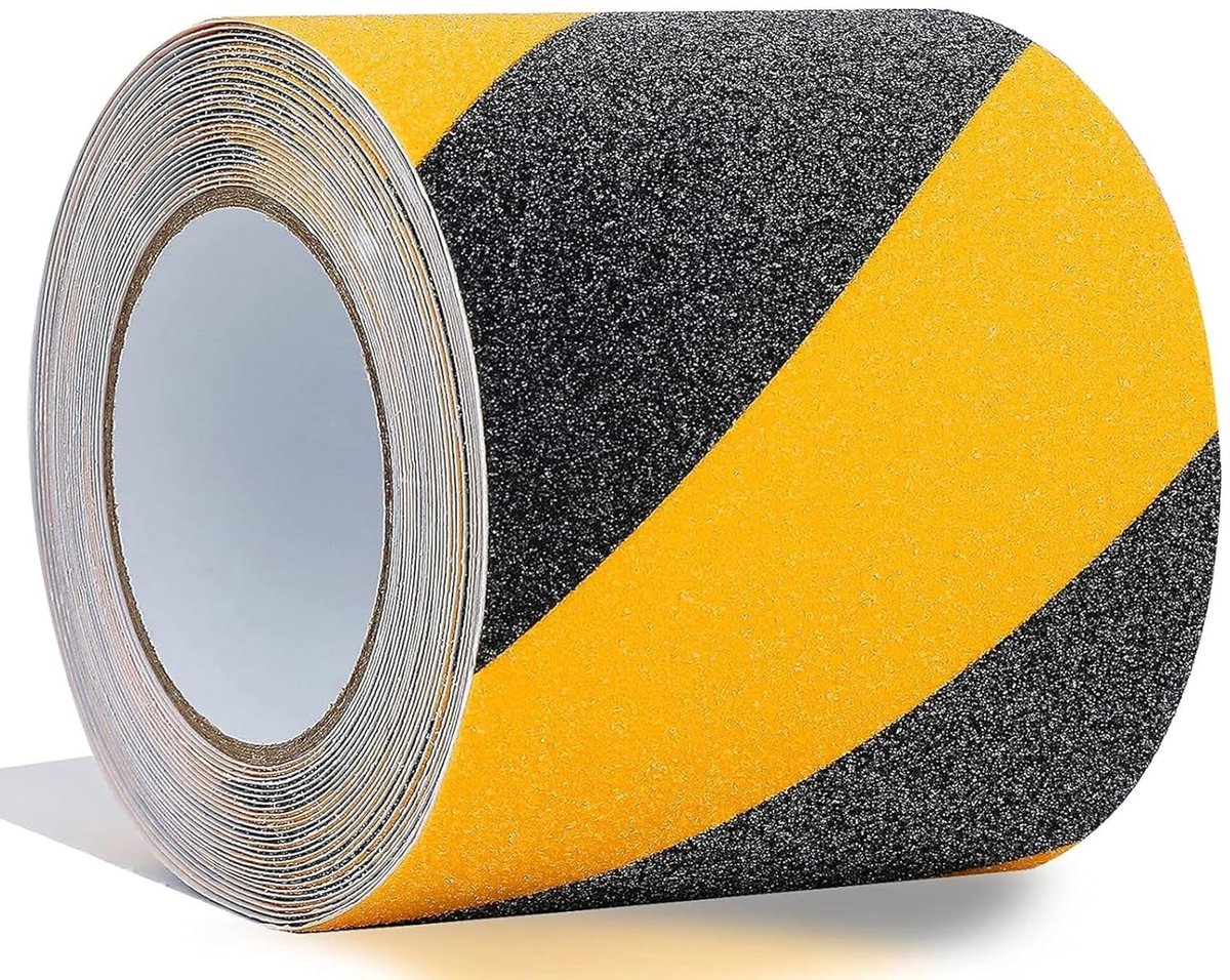 Zelfklevende Antislip Tape 10 cm x 10 m, Veiligheidstape voor Trappen, Hoogwaardige Grip voor Binnen en Buiten, Zwart/Geel