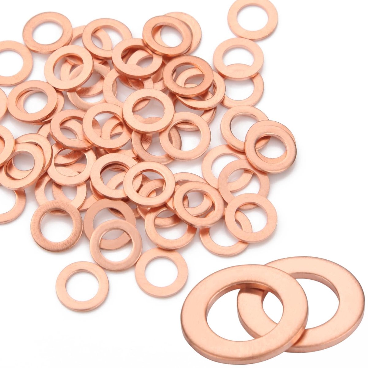 Dailygoods - Koperen afdichtringen, sluitringen, 50 stuks, M8 x 12 x 1 koperen afdichtringen, set sluitringen, platte olieafvoerschroef, afdichting voor schroeven, auto's, schepen, generatoren, machines