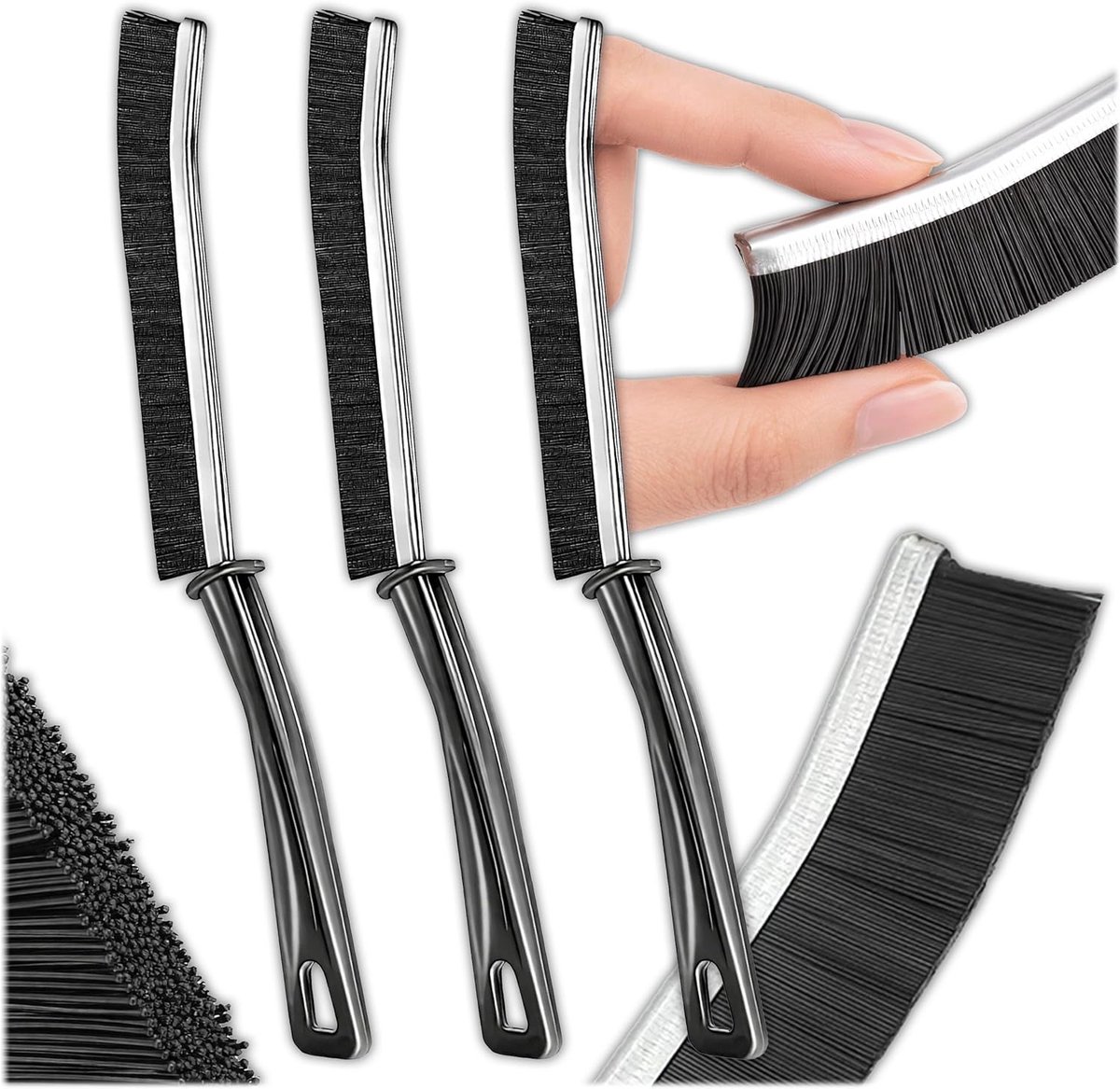 Dailygoods- Voegenborstel Harde Borstelharen - Hoekreinigingsborstel - 3-Delige Set - Nauwkeurige Reiniging - Ideaal voor Badkamer - Verwijdert Vuil en Kalkaanslag - Reinigingsborstel