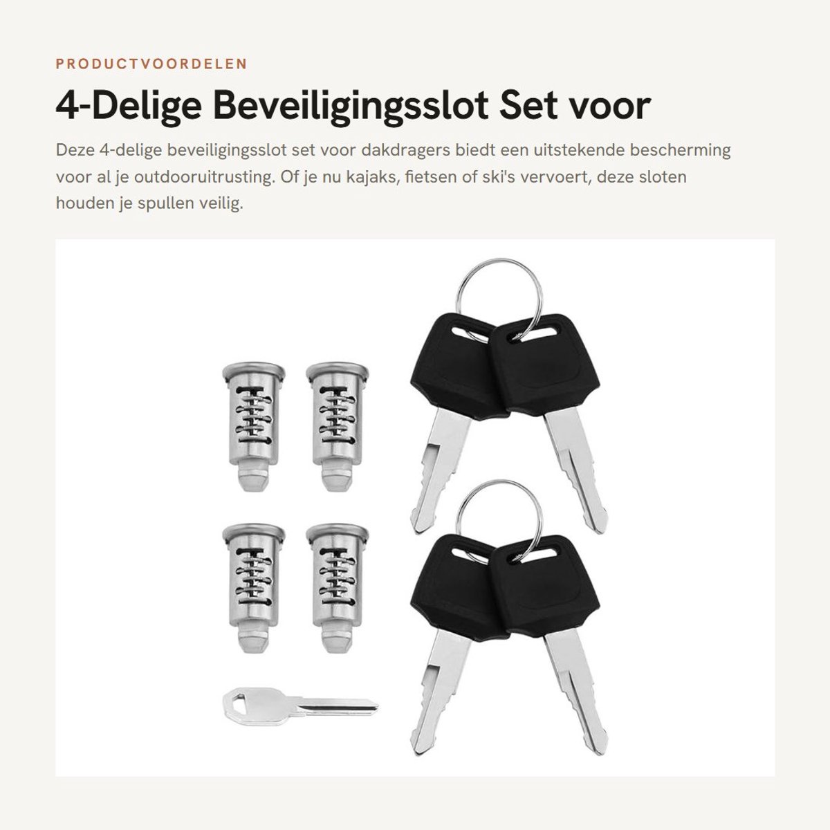 Dailygoods - 4-Delige Beveiligingsslot Set voor Dakdragers