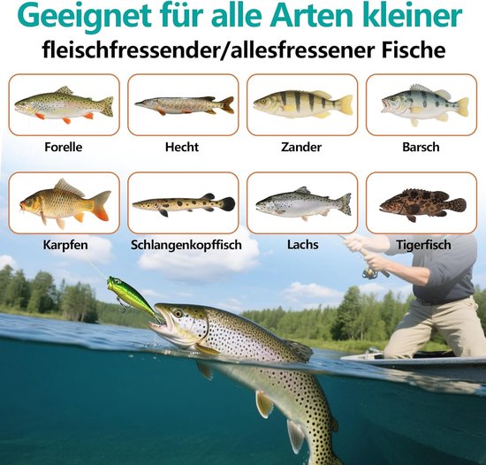 SnelShoppen - 101-delige Kunstaas-set met Doos, Gemengd Vissersrubber, Spinner, VIB, Hooghakken, Enkele Haak, Tangen, Ladder, voor Zoetwater en Zoutwa — afbeelding 4