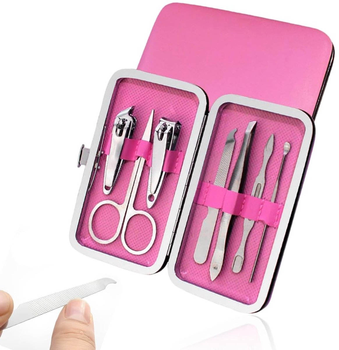 Dailygoods- Nagelknipperset 7-delig - Professionele Manicure/Pedicureset - Roestvrij Staal - Duurzaam - Inclusief Nagelvijl/Wenkbrauwschaar - Mooi Opbergdoos - Manicure Set
