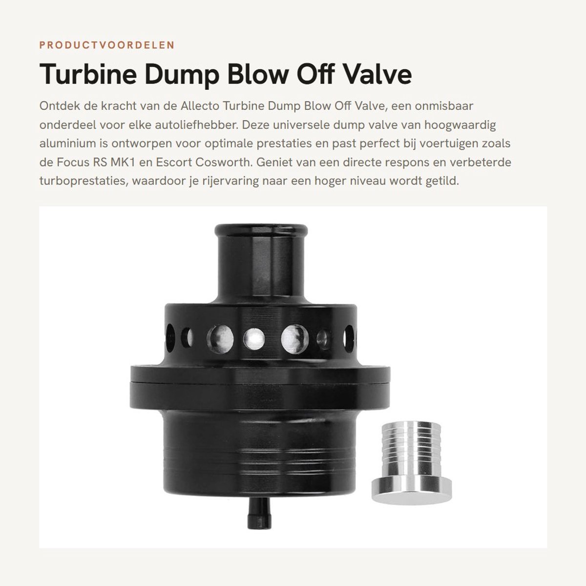Dailygoods - Turbine Dump Blow Off Valve - Universeel - Aluminium - Zwart - Turbo Ventiel - Geschikt voor Focus RS MK1 en Escort Cosworth
